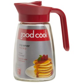 Goodcook 12 Ounce Glass Syrup Dispenser With Easy Pour Spout Red Lid