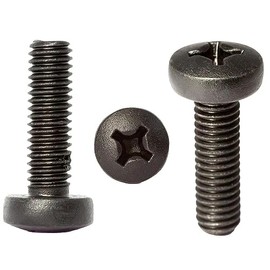 M4 (4mm x 12mm) Black Zinc Flake Phillips Pan Head Machine Screws Metric Steel Fully Threaded DIN 7985 (Pack of 20)