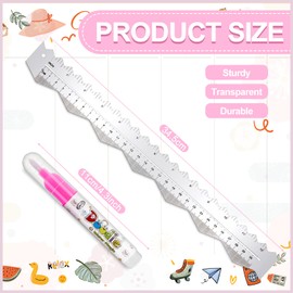 Leinuosen 5 Pcs Deckle Edge Ruler Paper Tearing Ruler Craft for Cutting 12 Inch Cut Tool Deckled Edge Paper Cutter with 2 Watercolor Marker for Wave Irregular Edges(Aluminium Alloy)