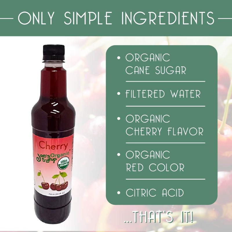 Joe’s Syrup Organic Flavored Syrup, Organic Cherry, 750 ml (3