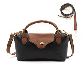 Long Keeper Women's Mini Crossbody Tote Bag with Zip PU Leather Small Tote for Women Ladies Top Handle Hobo Purse Small Handbags Shoulder Bags (Black)