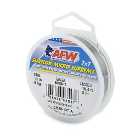 American Fishing Wire Surflon Micro Supreme Nylon Coated 7x7 Stainless Steel Leader Wire, Bright, 5-Meter/13-Pound