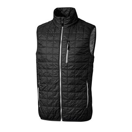 Cutter & Buck Men's Weather Resistant Primaloft Down Alternative Rainier Vest, Black, X-Large Tall