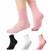 COOLMATE 3 Pairs Ruffle Pilates Socks with Grips for Women,