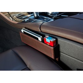 relleno de espacio para asiento de coche, organizador de bolsillo lateral de asiento de coche de cuero para guardar teléfonos o boletos o llaves o dinero de bolsillo (Marrón)