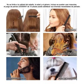 Lecute 10 Peines Peluqueria Estetica Profesional Peinado Barber Set
