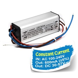 Chanzon LED Driver 600mA (Constant Current Output) 30V-57V (Input 100-240V AC-DC) (10-18)x3W 20W 30W 36W 45W 54W IP67 Waterproof High Power Supply 600 mA Lighting Transformer for COB Chips (Aluminium)