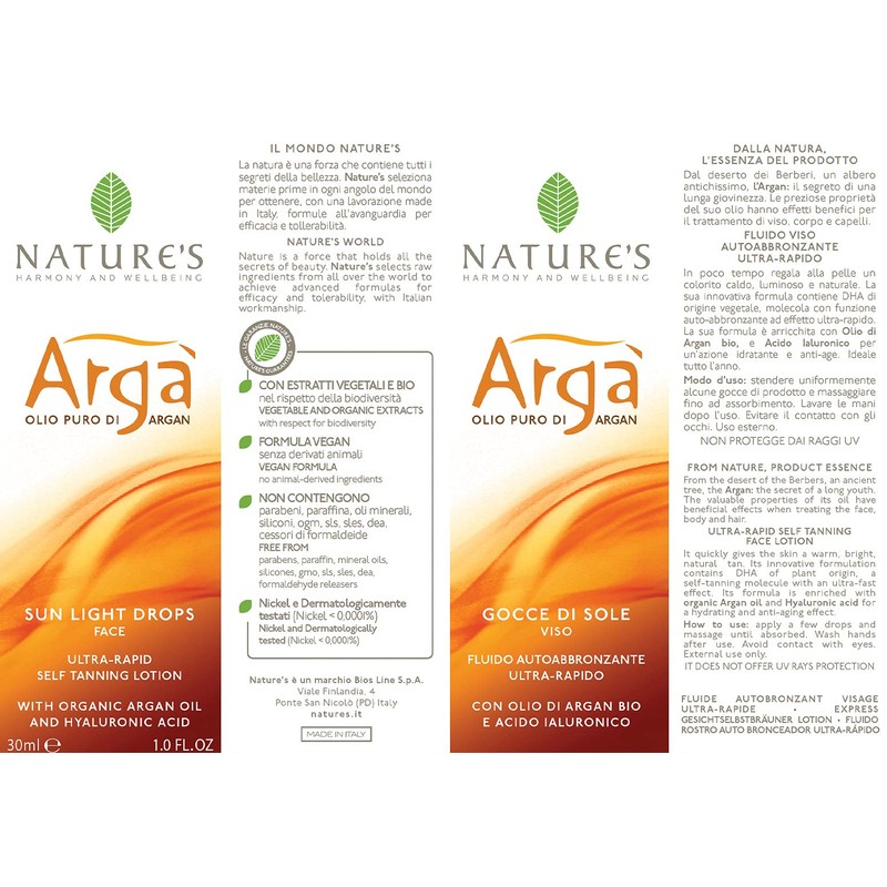Nature's Argà Sunlight Drops Self Tanning Lotion with Argan Oil