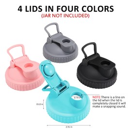 TRUSBER Regular Mouth Mason Jar Lids, 4 Pack Plastic Mason Jar Pour Spout Lid, Reusable Canning Lids with Flip Top and Leak-Proof Seal Compatible with Mason Jars, Dishwasher Safe (JAR NOT INCLUDED)