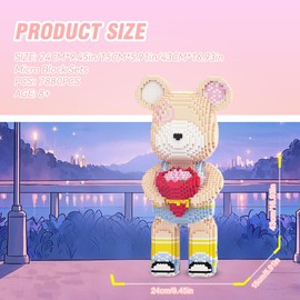 DAHONPA Animal Flower Love Bear Micro Building Blocks Set with Storage Drawer (7880 Pieces) Gift for Adults and Kids