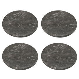 Creative Home Natural Charcoal Marble Set of 4 Pieces Round Coaster for Wine or Drink Serving Table Decorating, 4" Diameter