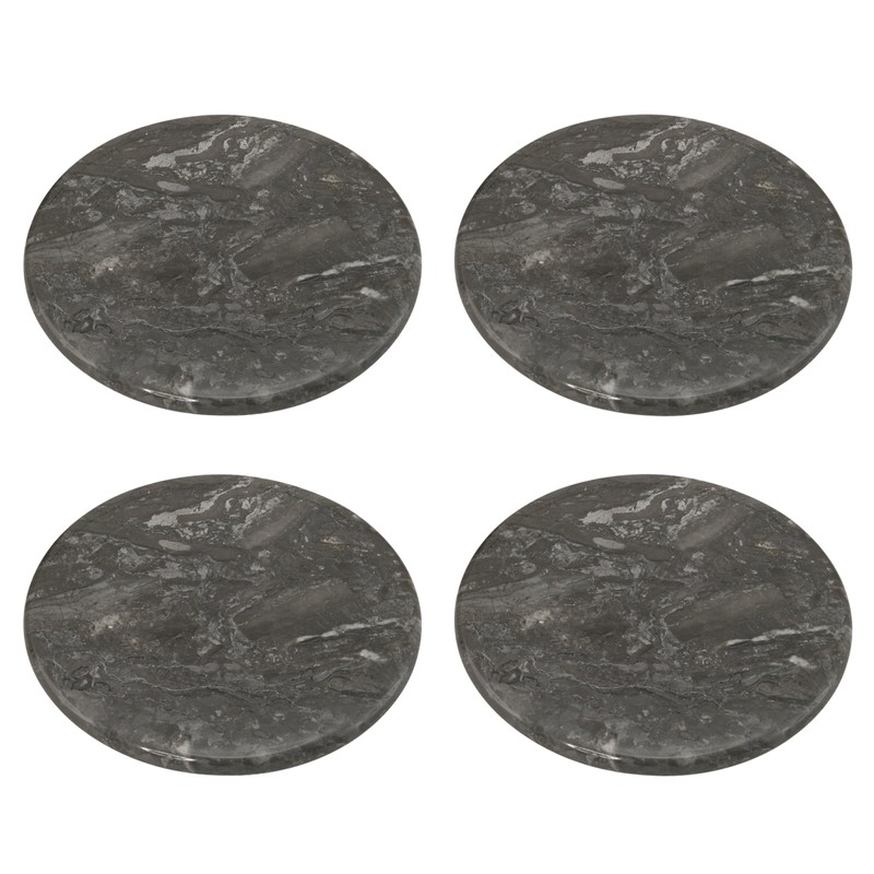 Creative Home Natural Charcoal Marble Set of 4 Pieces Round