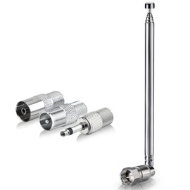 BINGFU FM Telescopic Antenna Kit for 75 Unbal F-connector Radio Replacement Antenna for TV, AM FM Radio, Stereo Receiver, Bose Wave Radio and More