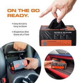 ANBOSON 10mil Nitrile-Gloves Disposable-Black Chemical-Resistant Rubber - Mechanic Gloves Heavy Duty, Latex Free, Diamond Grip (30, Large)