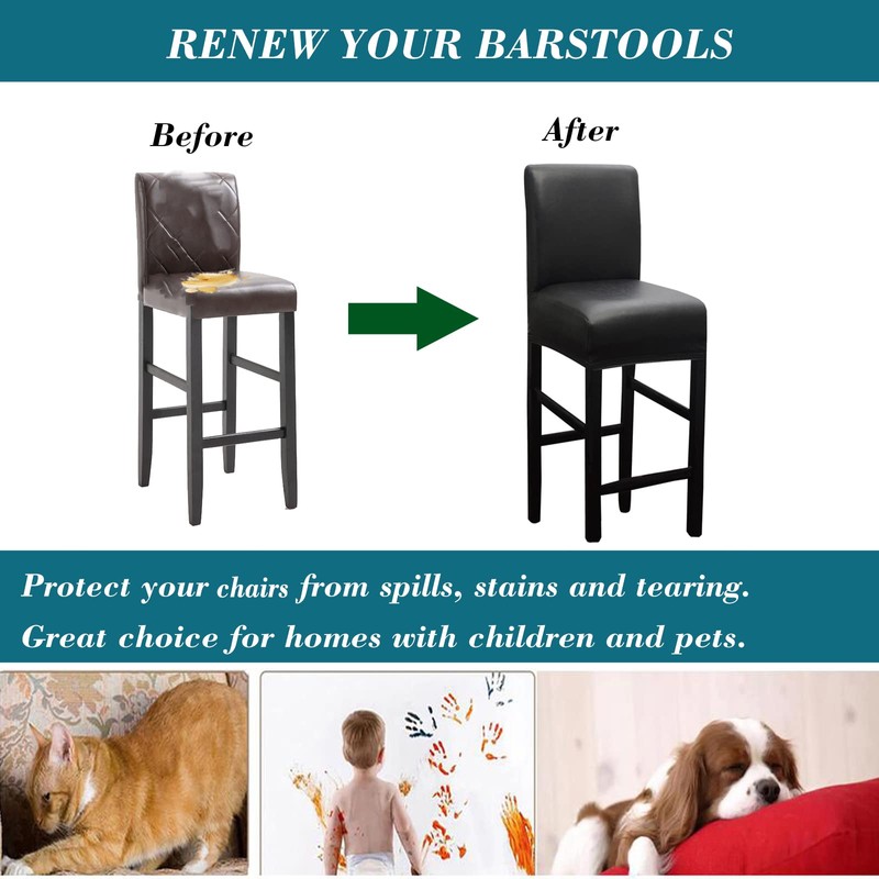 HFCNMY Bar Stool Covers,2 Pack Stretch Waterproof PU Covers with