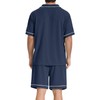 SIORO Mens Pajamas Set Short Sleeve Sleepwear Button Down Pjs