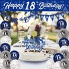 Yontree 18th Birthday Decorations - Blue & Silver Banners, Triangle