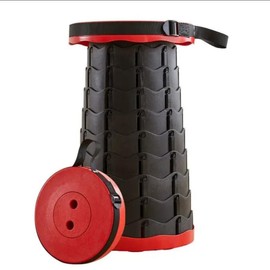 Portable Chair Retractable Stool Hiking Camping Picnic Fishing Max Load Capacity 380Lbs - Color: Red