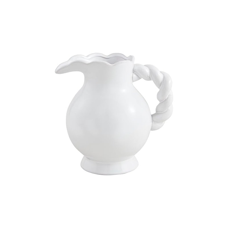 Mud Pie Twisted Handle Ceramic Pitcher; 70 oz