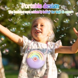Bombble Automatic Bubble Machine, Portable Rainbow Bubble Machine 1500+ Bubbles/Min with Bubble Solution*2, Bubble Toys for Children for Outdoor/Party/Wedding Best Birthday (Purple)
