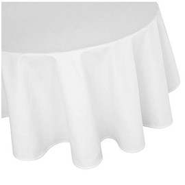 texpot Damask Tablecloth 120 cm Round 100% Cotton White Table Cloth Washable at 90 °C