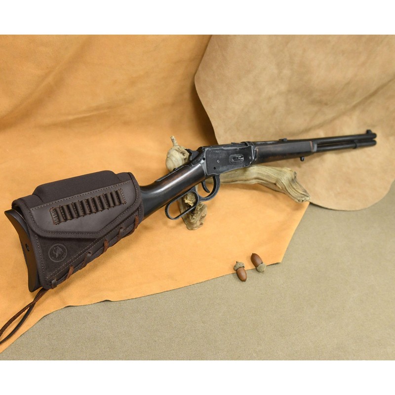 Leather Buttstock Shell Holder, Gun Stock Cover Cheek Rest Riser