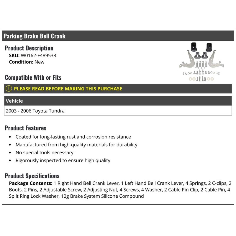 Parking Brake Bell Crank - Compatible with 2003-2006 Toyota Tundra