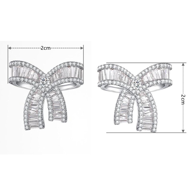 Fashion Design Statement Rhinestone Large Bow Stud Earrings for women