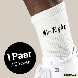 Huuraa Unisex Socks Mr. Right Lettering Gift Size 37/46 Mr. Right Gift Idea, multicoloured