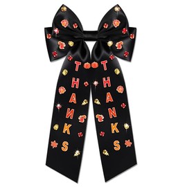 Thanksgiving Hair Bows for Women Autumn Fall Hair Bow Clips Gobble Turkey Pumpkin Hair Bows Big Orange Satin Hair Ribbons Bows Thanksgiving Fall Accessories Costume Outfits Gifts (Pattern C1)