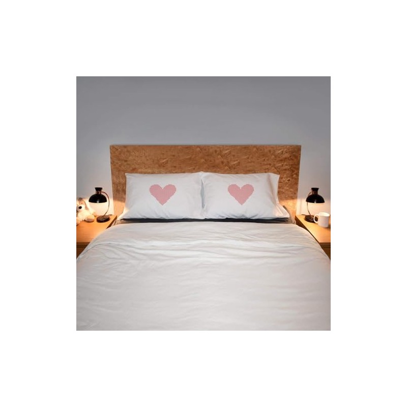 2 x 'Knitted Heart' Cotton Pillow Cases (PW00036871)