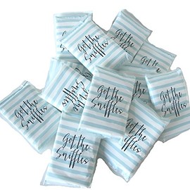 Humble Vintage Got the Sniffles Blue Stripe Design Outer Pocket Tissues 12 packs of 8 tissues Plain White