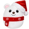 Christmas Stuffed Animal, Polar Bear with Christmas Hat Plush, Cute Plushies for Kids Holiday Decorations and Gifts (Polar Bear)