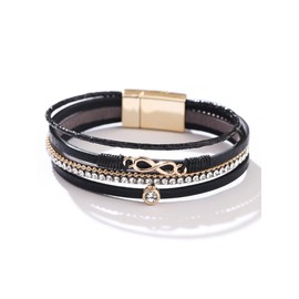 Boho Wrap Bracelets for Women Layered Leather Cuff Bangle Beaded Bracelets for Women Stackable Infinity Bracelets Jewelry Gifts for Women Teen Girls