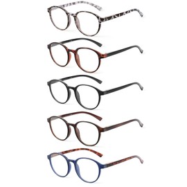 JOLISU 5 Pack Reading Glasses For Women and Men,Blue Light Blocking Computer Reader Spring Hinge Eyeglasses (1.25)