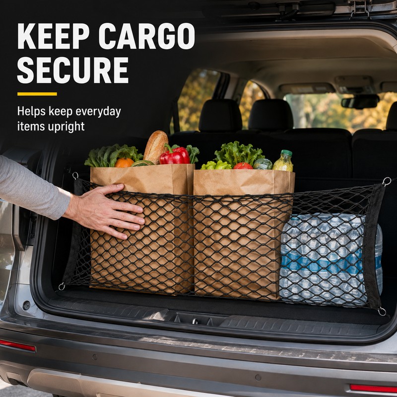 Universal Elastic Nylon Car Cargo Net with Hooks for SUV,