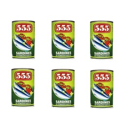 555 Sardines in Tomato Sauce 5.5oz (155g), 6 Pack