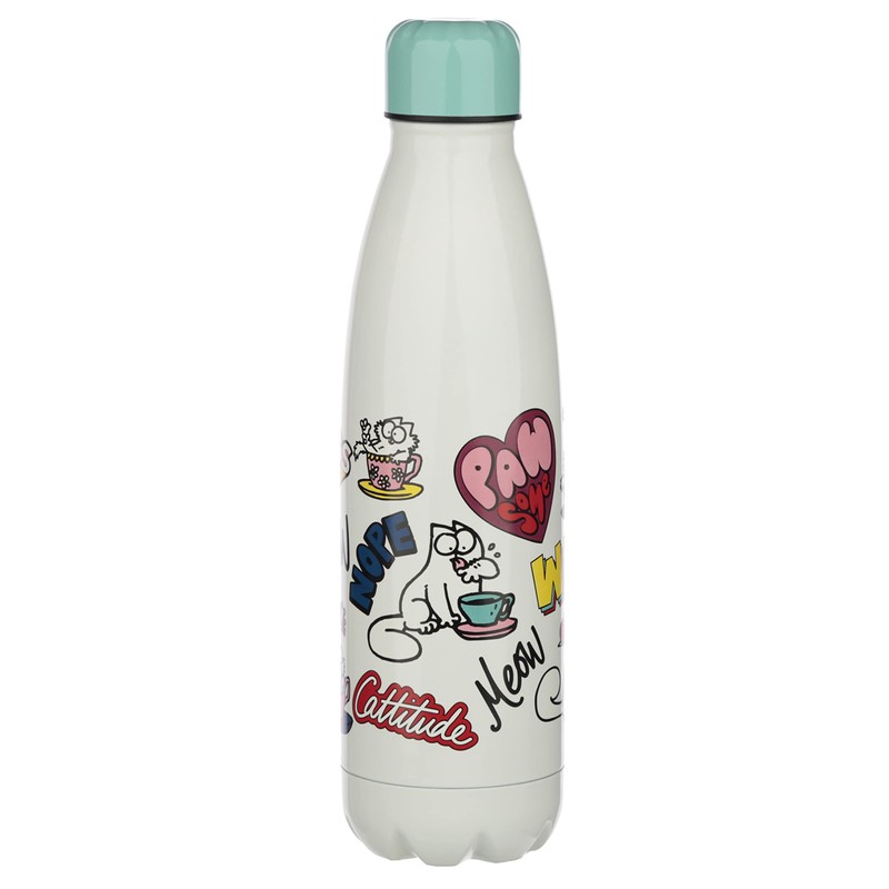 Simon's Cat Pawsome Turquoise/White Printed Insulated Flask 100% Stainless Steel