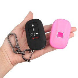 MILD EAST Key Fob Cover for Honda, 5 Buttons Silicone Rubber Key Fob Cover Compatible with 2022 2023 2024 2025 Honda Civic Accord HR-V CR-V Pilot Sport SI EX EX-L Touring (Black/Pink)