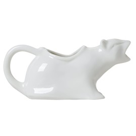 ISTOOLL Cat Gravy Boat, 8.5 Oz Ceramic Sauce Boat for Gravy, Warming Sauces, Salad Dressings, Milk, Novelty Cat Gift for Animal Lovers (White)