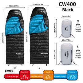 Naturehike CW400/CW700 Ultralight 650FP 400g/700g Duck Down Sleeping Bag for 4 Seasons Compact Portable Sleeping Bag for Adults Kids Cold Weather Waterproof Backpack,Camping,Hiking