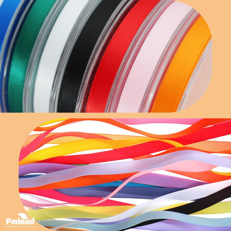 PMLAND Baby Pink Fabric Satin Ribbon 3/8'' Inch x 27