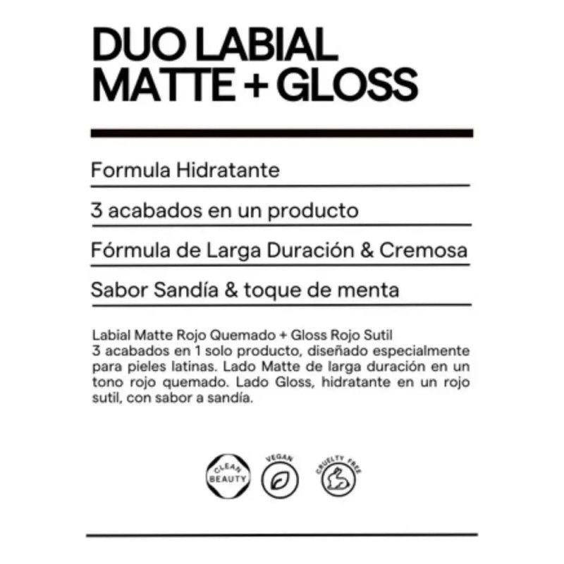 Labial Sarelly Dúo Telenovela con Estuche: Matte Rojo Quemado y
