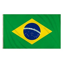 Henbrandt Large Brazil Flag Green and Yellow Brazilian Flag World Cup Decoration Double Sided Brazilian Banner South American Flags 5FT x 3FT with Eyelets Flag Brazil