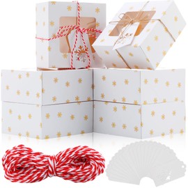 Zhanmai 40 Pcs Christmas Cookie Boxes 6 x 6 x 3 In Holiday Christmas Cookie Tins with Lids Snowflakes White Cupcake Boxes Xmas Cookie Containers Christmas Bakery Boxes for Pastry Dessert Candy Donut