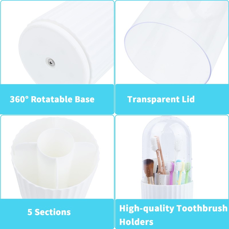 OOXYG Large Capacity Toothbrushes and Toothpaste Holders with Removable Lid,