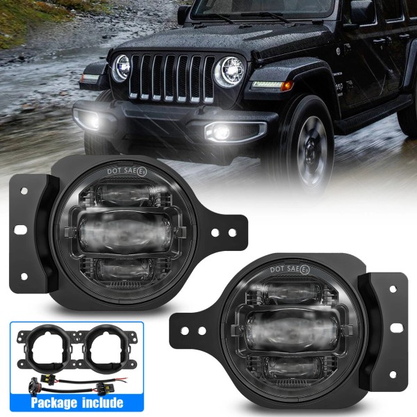 Z-OFFROAD Pair LED Fog Lights Front Bumper Lamp for Jeep