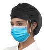 Hapforever 1 Pack Black Satin Lined Bouffant Scrub Caps with