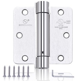 SORGMACH Self Closing Hinge 3 ½"x 3 ½" Satin Nickel Auto Close Hardware Hinge Adjustable 3 1/2 Inch Spring Hinges Door Closer Hinge 1/4" Radius Corner for Commercial Grade Auto Self-Closing 3 Pieces