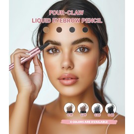 Eyebrow Pencil, Liquid Eyebrow Pen, Waterproof Brow Pen with Micro-Fork Tip, Smudgeproof Long Lasting Fine Sketch Pen (01# Light Coffee)